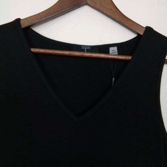 Tahari Solid Black Elastic Waist V-Neck Sleeveless Pleated Maxi Dress Size‎ M - Picture 3 of 14
